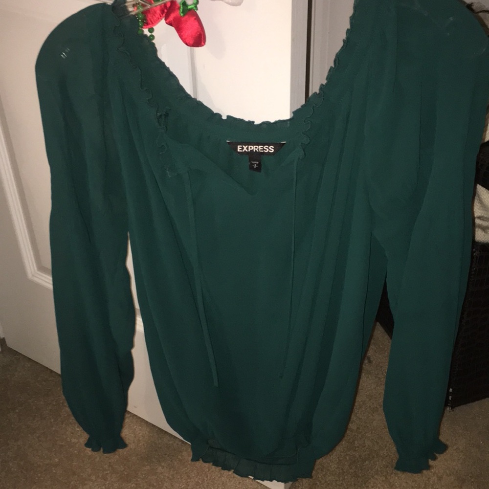 Green sheet blouse Express